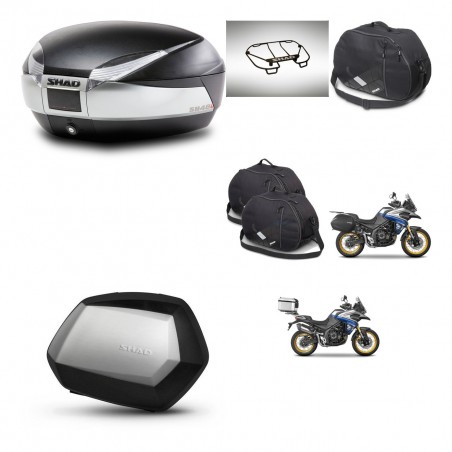 SHAD Maletas SH35 PREMIUM + soporte montaje baul SH48 accesorios TITANIUM KIT-481849