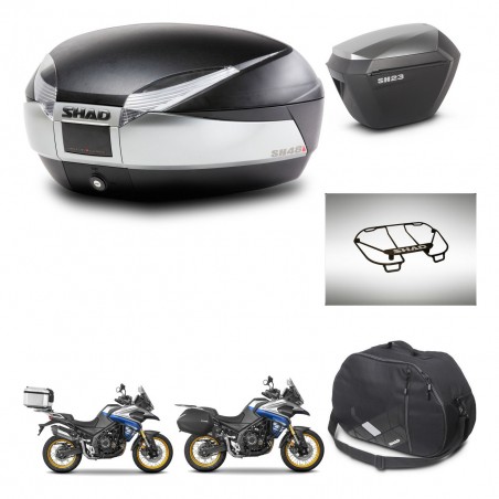 SHAD Maletas sh23 alu + soporte montaje baul SH48 accesorios TITANIUM PREMIUM KIT-481850