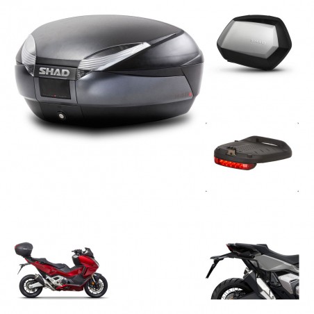 SHAD Maletas SH35 PREMIUM + soporte montaje baul SH48 accesorios DARK GREY KIT-481866