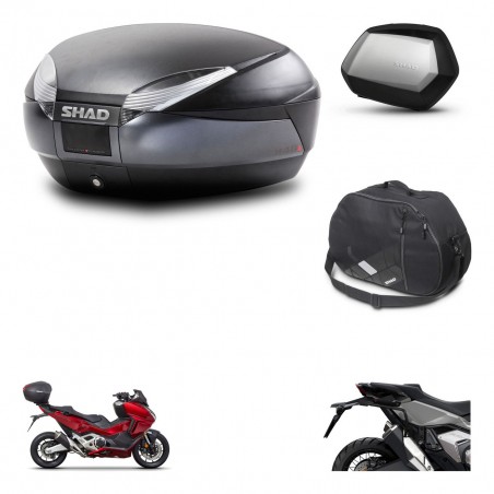 SHAD Maletas SH35 PREMIUM + soporte montaje baul SH48 accesorios DARK GREY KIT-481872