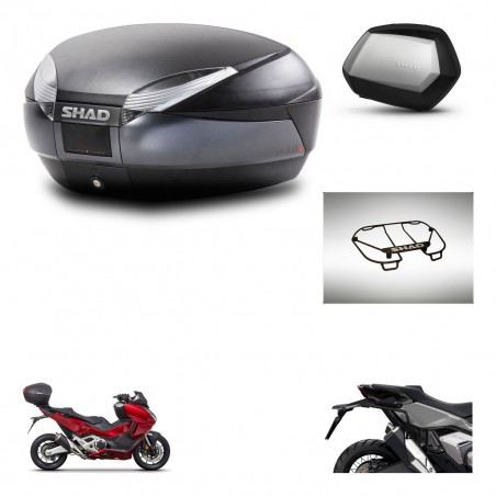 SHAD Maletas SH35 PREMIUM + soporte montaje baul SH48 accesorios DARK GREY KIT-481884