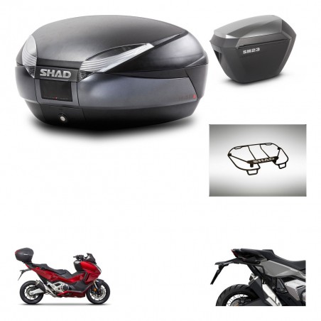 SHAD Maletas sh23 alu + soporte montaje baul SH48 accesorios DARK GREY PREMIUM KIT-481886
