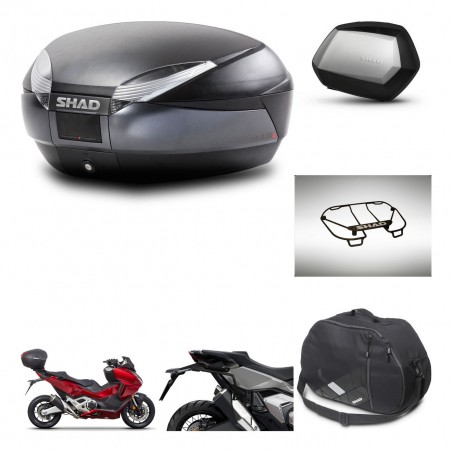 SHAD Maletas SH35 PREMIUM + soporte montaje baul SH48 accesorios DARK GREY KIT-481896