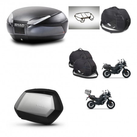SHAD Maletas SH35 PREMIUM + soporte montaje baul SH48 accesorios DARK GREY KIT-481945