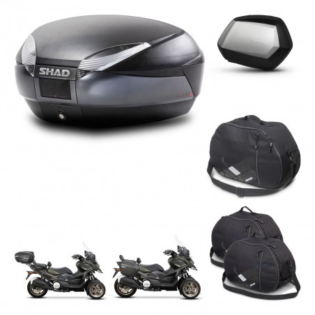 SHAD Maletas SH35 PREMIUM + soporte montaje baul SH48 accesorios DARK GREY KIT-481969