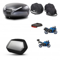 SHAD Maletas SH35 PREMIUM + soporte montaje baul SH48 accesorios DARK GREY KIT-482023
