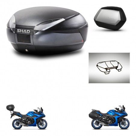 SHAD Maletas SH35 PREMIUM + soporte montaje baul SH48 accesorios DARK GREY KIT-482028