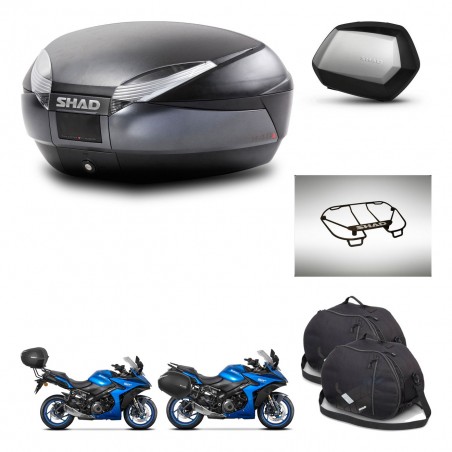 SHAD Maletas SH35 PREMIUM + soporte montaje baul SH48 accesorios DARK GREY KIT-482029