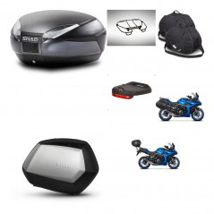 SHAD Maletas SH35 PREMIUM + soporte montaje baul SH48 accesorios DARK GREY KIT-482035