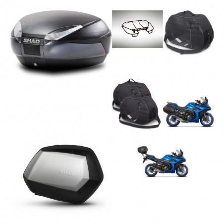 SHAD Maletas SH35 PREMIUM + soporte montaje baul SH48 accesorios DARK GREY KIT-482041