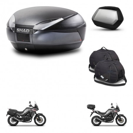 SHAD Maletas SH35 PREMIUM + soporte montaje baul SH48 accesorios DARK GREY KIT-482101