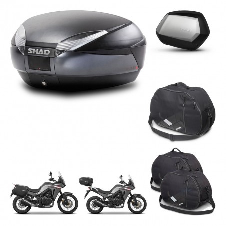 SHAD Maletas SH35 PREMIUM + soporte montaje baul SH48 accesorios DARK GREY KIT-482113