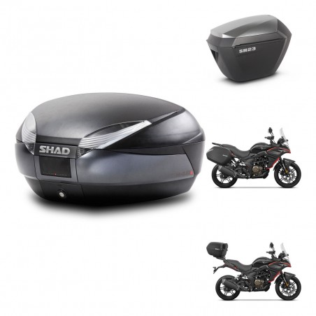 SHAD Maletas sh23 alu + soporte montaje baul SH48 DARK GREY PREMIUM KIT-482150