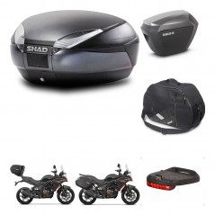SHAD Maletas sh23 alu + soporte montaje baul SH48 accesorios DARK GREY PREMIUM KIT-482168