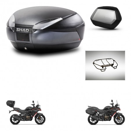SHAD Maletas SH35 PREMIUM + soporte montaje baul SH48 accesorios DARK GREY KIT-482172