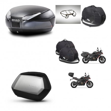 SHAD Maletas SH35 PREMIUM + soporte montaje baul SH48 accesorios DARK GREY KIT-482185