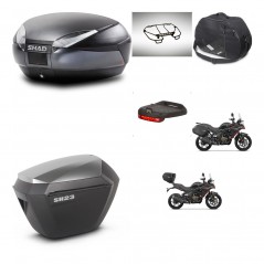 SHAD Maletas sh23 alu + soporte montaje baul SH48 accesorios DARK GREY PREMIUM KIT-482192