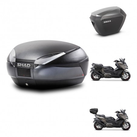 SHAD Maletas sh23 alu + soporte montaje baul SH48 DARK GREY PREMIUM KIT-482294