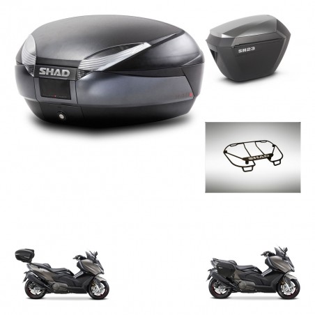 SHAD Maletas sh23 alu + soporte montaje baul SH48 accesorios DARK GREY PREMIUM KIT-482318