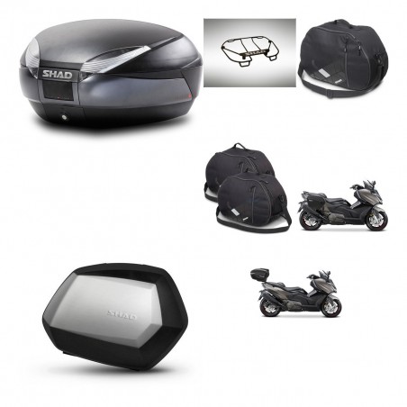 SHAD Maletas SH35 PREMIUM + soporte montaje baul SH48 accesorios DARK GREY KIT-482329