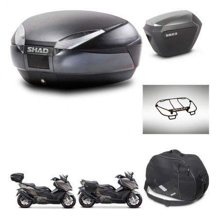SHAD Maletas sh23 alu + soporte montaje baul SH48 accesorios DARK GREY PREMIUM KIT-482330