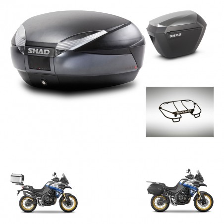 SHAD Maletas sh23 alu + soporte montaje baul SH48 accesorios DARK GREY PREMIUM KIT-482366