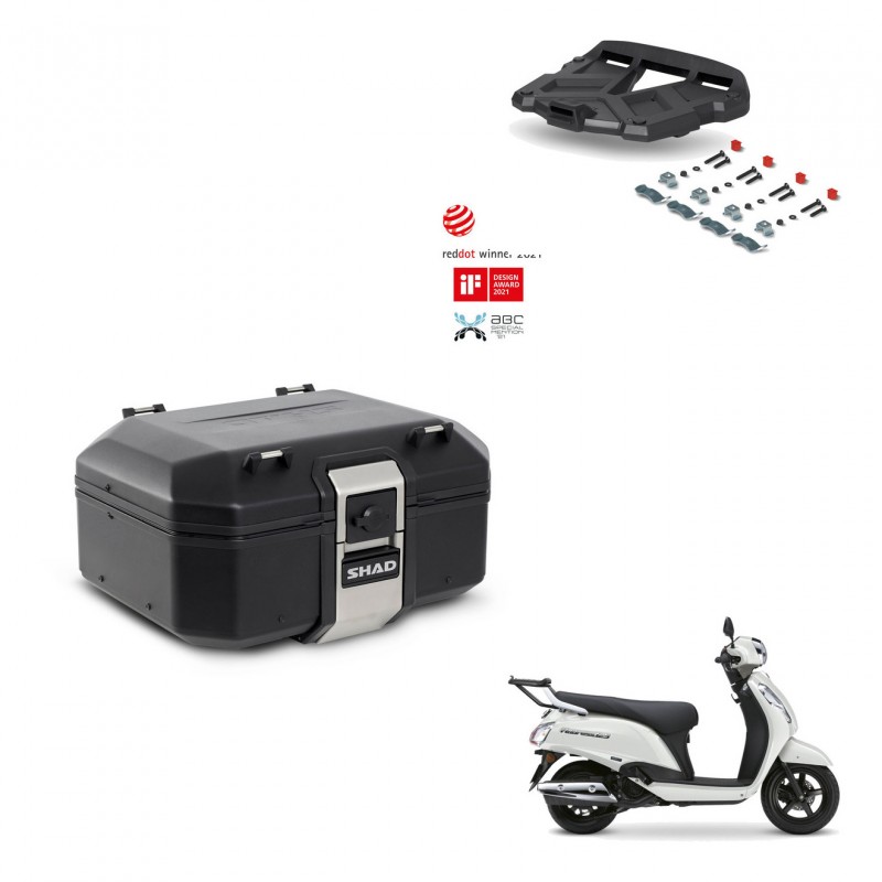 SHAD Baul trasero + soporte montaje parrilla TR37 TERRA BLACK EDITION KIT-484035