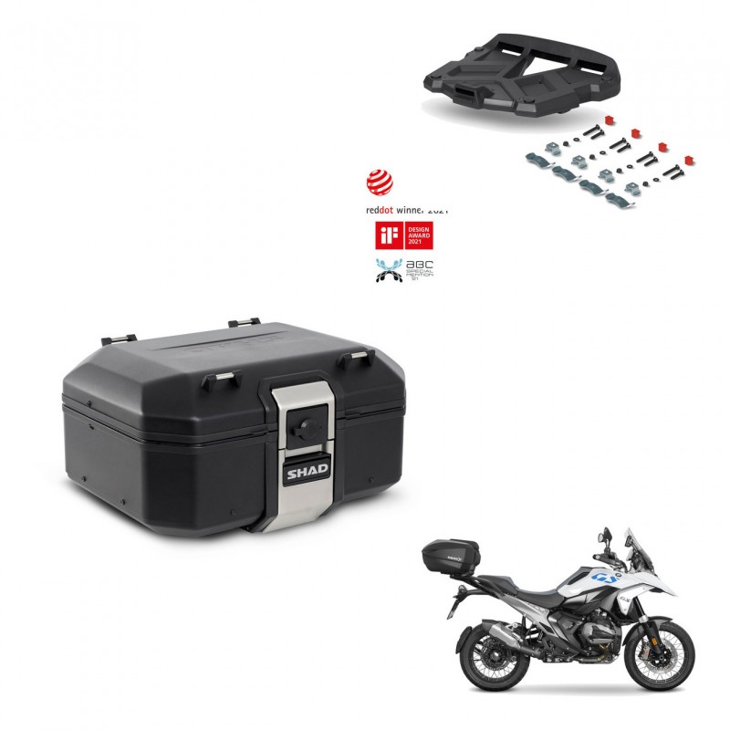 SHAD Baul trasero + soporte montaje parrilla TR37 TERRA BLACK EDITION KIT-484037