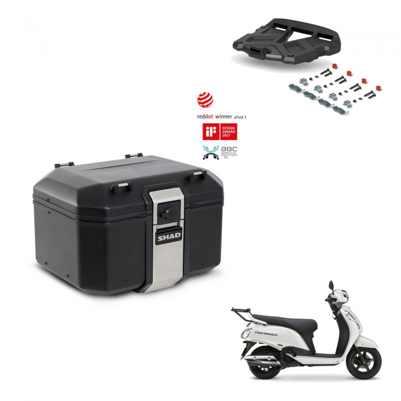 SHAD Baul trasero + soporte montaje parrilla TR48 TERRA BLACK EDITION KIT-484496