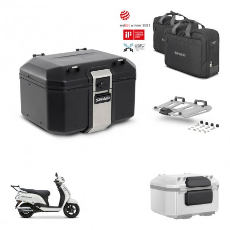 SHAD Baul trasero + soporte montaje parrilla accesorios TR48 TERRA BLACK EDITION KIT-484501