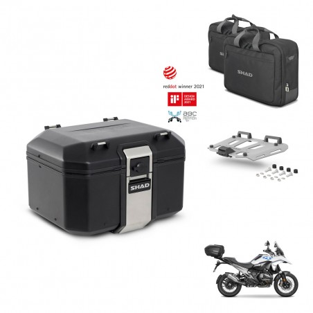SHAD Baul trasero + soporte montaje parrilla accesorios TR48 TERRA BLACK EDITION KIT-484523
