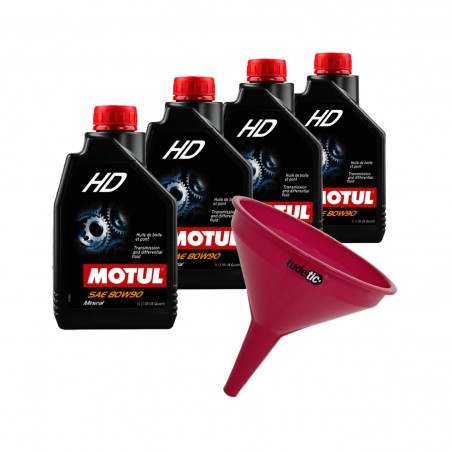 TUDETIC Kit of 4x transmission oil + funnel HD 80W90 1L KT-116