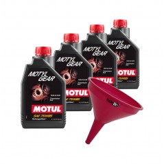 TUDETIC Kit de 4x aceite transmisión + embudo MOTYLGEAR HD 80W110 y 75W85 KT-140