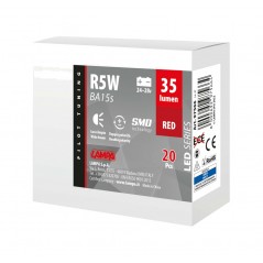 LAMPA Lampara led doble polaridad SERIES-6 SMDX1CHIP-(R5W)-BA15S ROJO-24/28V LAM97566