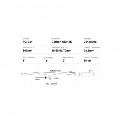 PROGRESS INTEGRATED POWER HANDLEBAR PG-234 2º 800 MM LTD COCKPIT CARBON MTB PGMAMTB234LC11
