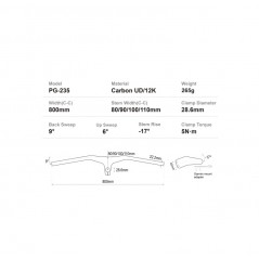 PROGRESS INTEGRATED POWER HANDLEBAR PG-235 17º LTD COCKPIT CARBON MTB PGMAMTB235LCO9