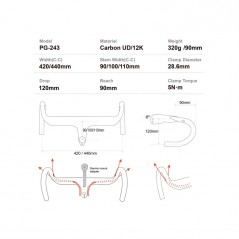 PROGRESS INTEGRATED POWER HANDLEBAR PG-243 90 MM COCKPIT CARBON ROAD PGMARO2434NG90