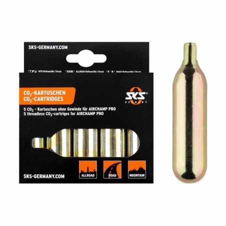 SKS Cartucho bombonas sin rosca 16G SET FOR AIRCHAMP NON-THREADED 5 PCS CO2 4002556121440