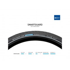 SCHWALBE Cubierta neumático para bicicleta con protección antipinchazos 28" 28X1.00 700X25C B/B+RT SMARTGUARD 4026495850117