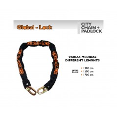 GLOBAL-LOCK Anti-theft chain + padlock kit 10X10X1500 CITY PAD 13X72X103 5728451