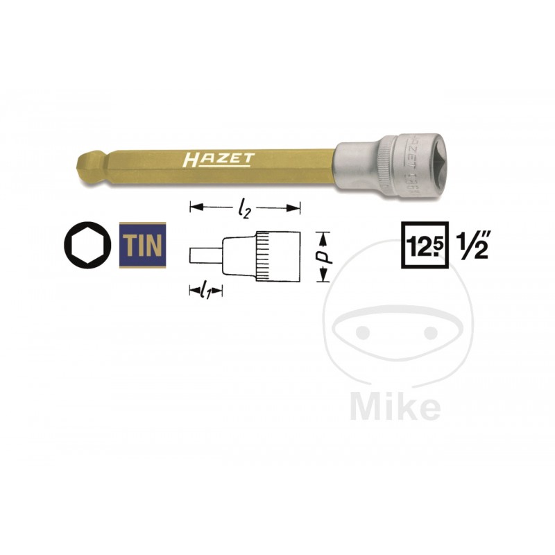 HAZET Allen screwdriver tip with ball head 1/2 5 MM 140 605.16.43