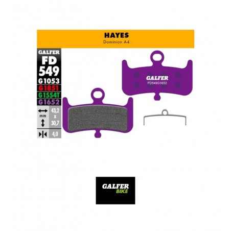 GALFER PASTILLAS DE FRENO E-BIKE HAYES DOMINION A4 - FD549G G1652 8400170164755