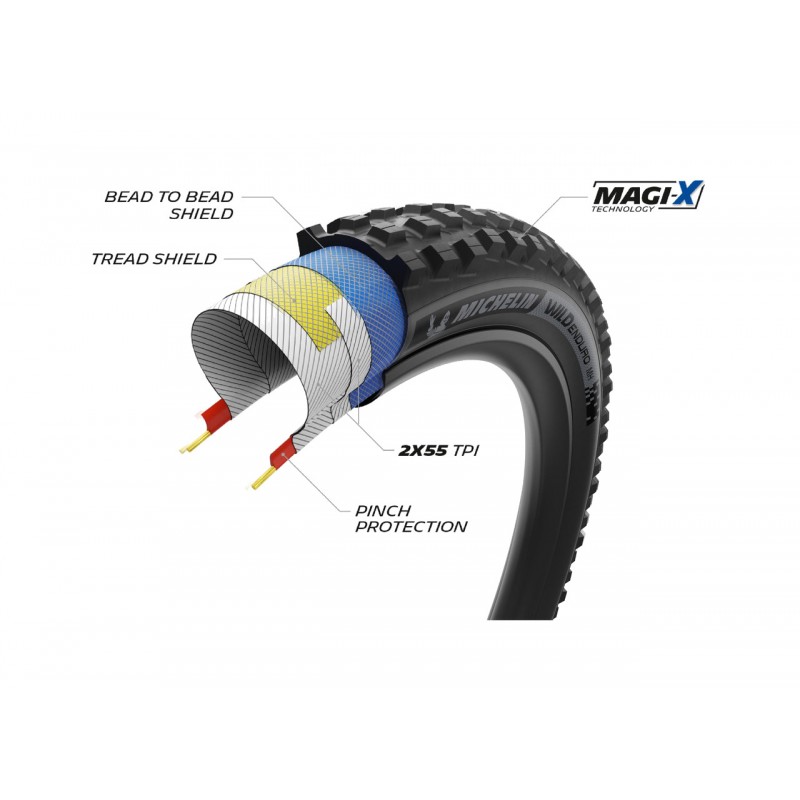 MICHELIN Cubierta neumatico para bicicleta WILD ENDURO MS 27.5X2.40 RACING LINE PLEGABLE 61-584 724953