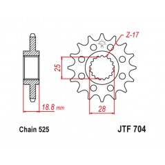 JT SPROCKETS TIP-TOP 704 - 525 1074291003