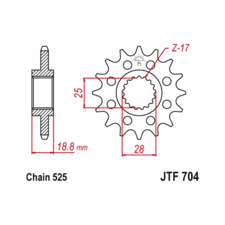 JT SPROCKETS TIP-TOP 704 - 525 1074291003