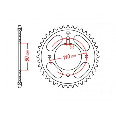 JT SPROCKETS Standard steel crown 1219 - PASO 428 1074887002