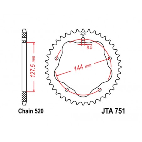JT SPROCKETS TIP-TOP 751 - PASO 520 1075105003
