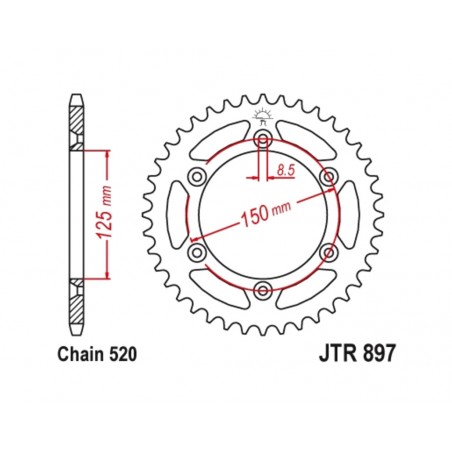 JT SPROCKETS TIP-TOP 897 - 520 1075486002