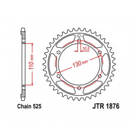 JT SPROCKETS TIP-TOP 1876 - PASO 525 1075507003