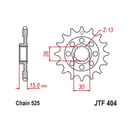 JT SPROCKETS TIP-TOP 404 - PASO 525 1126479001